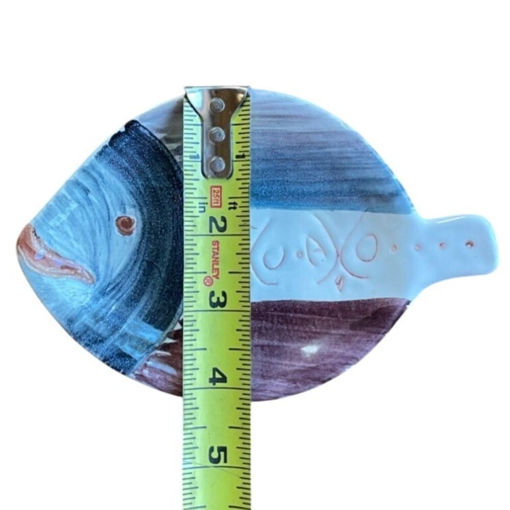 Handmade Ceramic Fish-Shaped Plate By Nora Gulbrandsen Norway With Multicolor - Picture 6 of 6